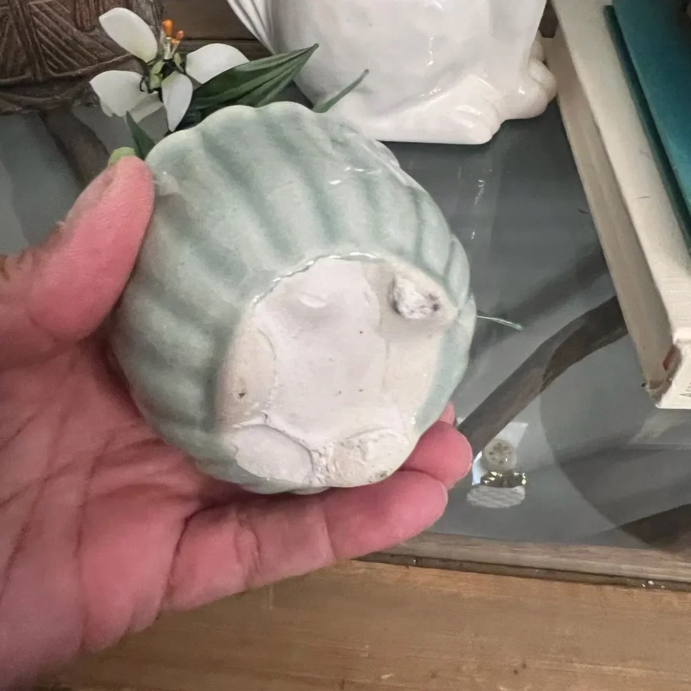 Vintage jade quartz tree in celadon pot. White and Green Plant.
